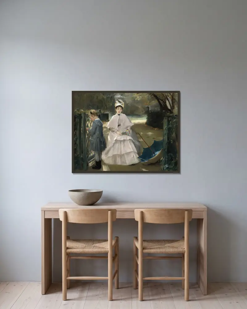Kindermädchen und Kind von Eva Gonzalès gerahmt an einer Wand