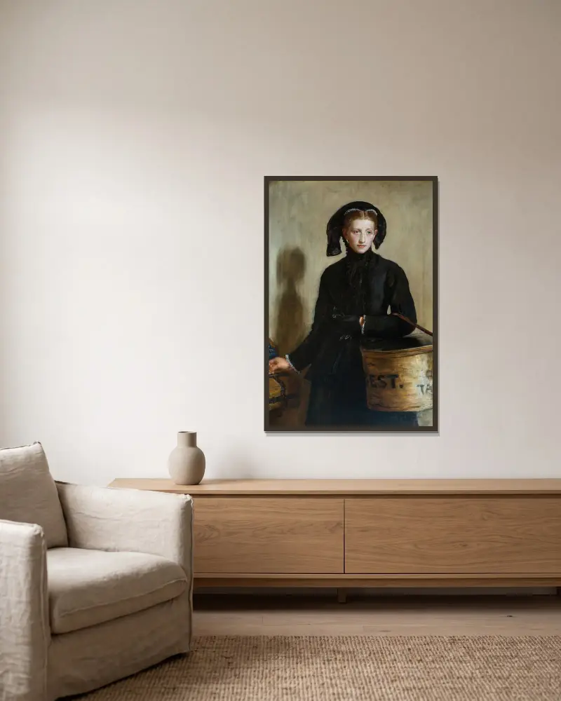 Das Scherflein der Witwe von Sir John Everett Millais gerahmt an einer Wand