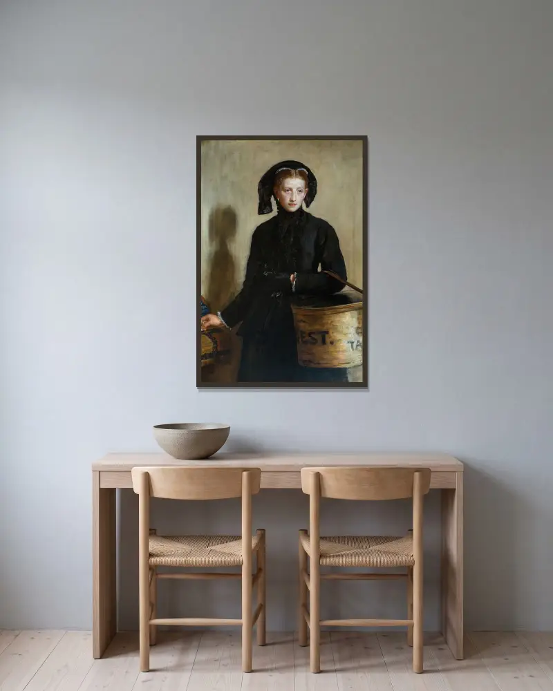 Das Scherflein der Witwe von Sir John Everett Millais gerahmt an einer Wand