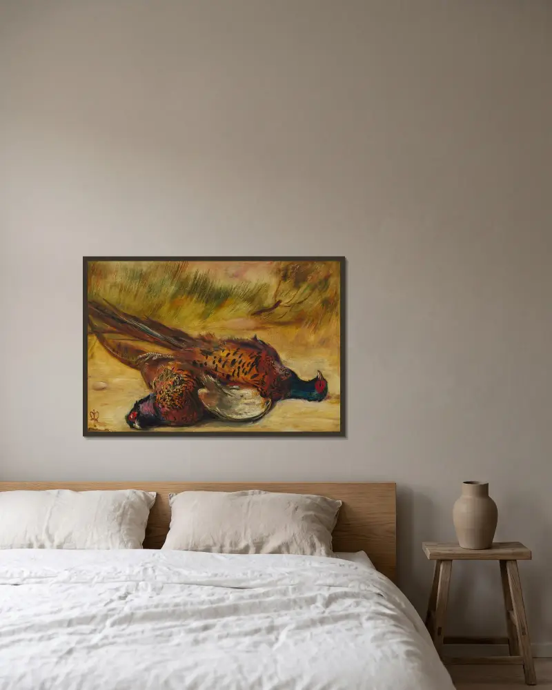 Tote Fasane von Sir John Everett Millais gerahmt an einer Wand
