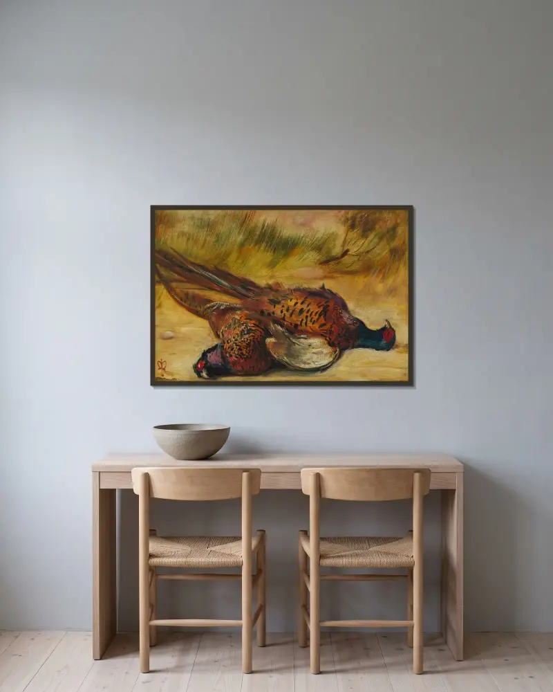 Tote Fasane von Sir John Everett Millais gerahmt an einer Wand