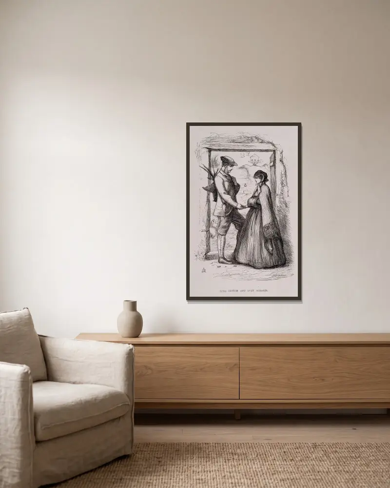 Lord Lufton and Lucy Robarts av Sir John Everett Millais inramad på en vägg