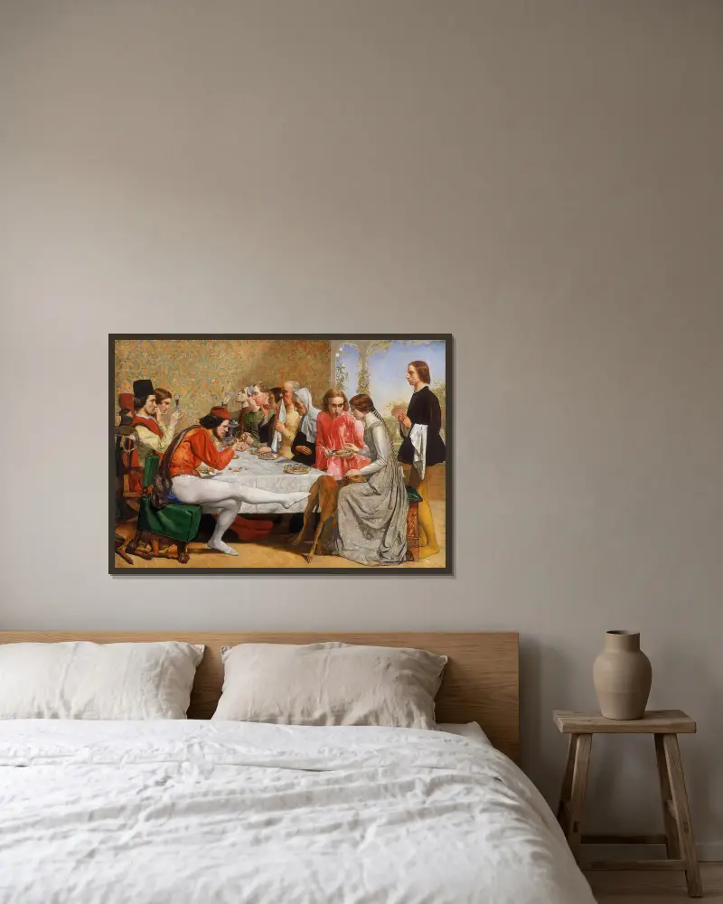 Lorenzo and Isabella av Sir John Everett Millais inramad på en vägg