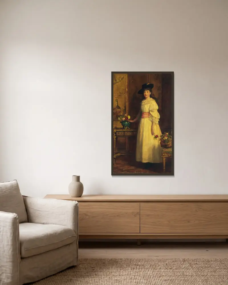 Miss Gertrude Vanderbilt av Sir John Everett Millais inramad på en vägg