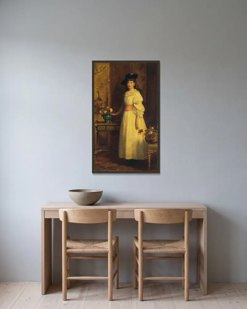 Miss Gertrude Vanderbilt av Sir John Everett Millais inramad på en vägg