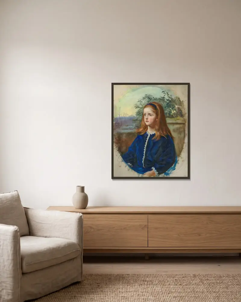 Portrait of Margaret Fuller Maitland av Sir John Everett Millais inramad på en vägg
