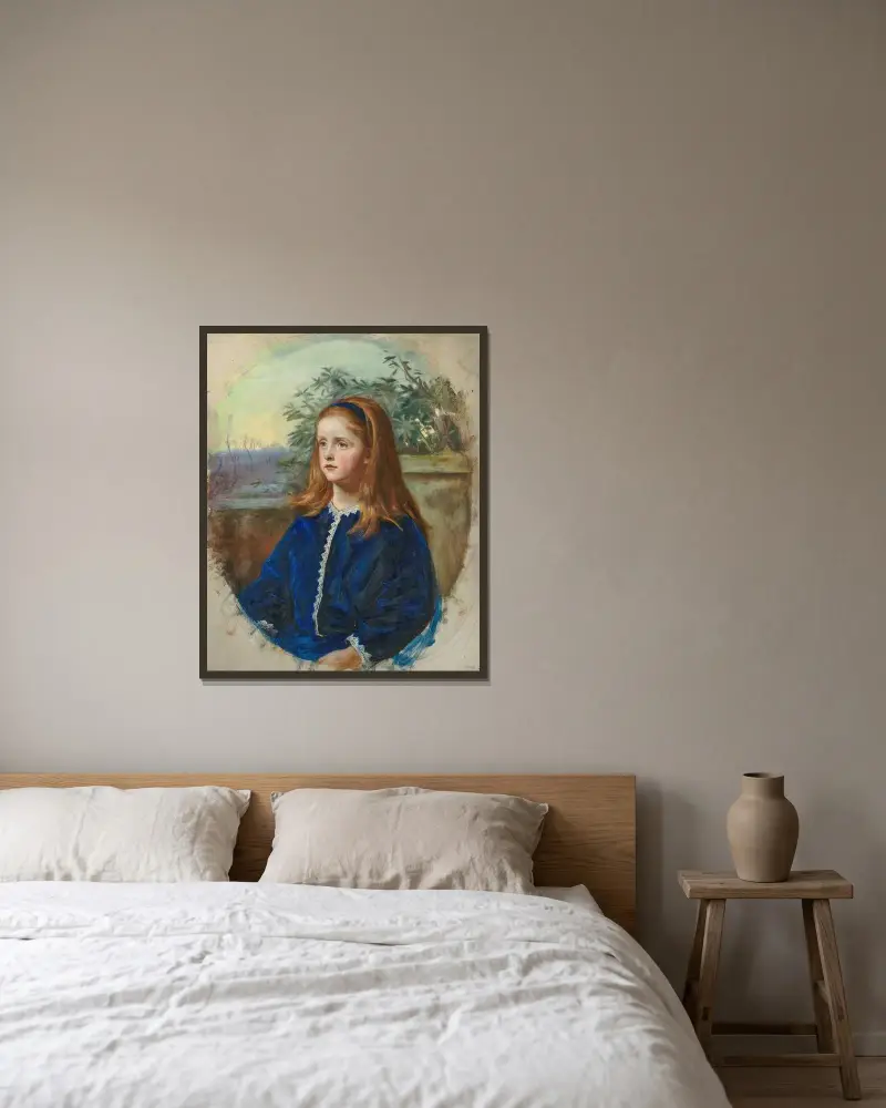 Portrait of Margaret Fuller Maitland av Sir John Everett Millais inramad på en vägg