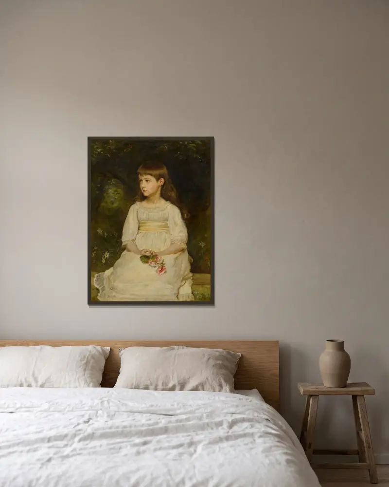Porträtt av Miss Scott, dotter till framlidne Thomas Alexander Scott från Philadelphia av Sir John Everett Millais inramad på en vägg