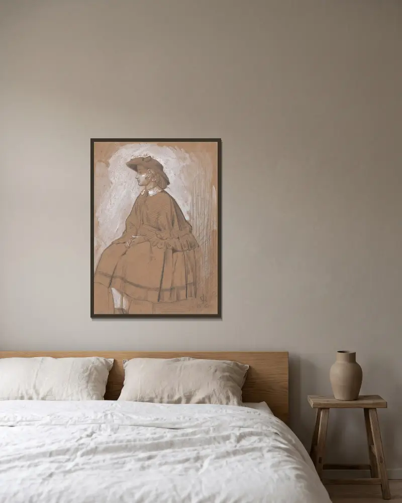 Study of a Girl av Sir John Everett Millais inramad på en vägg