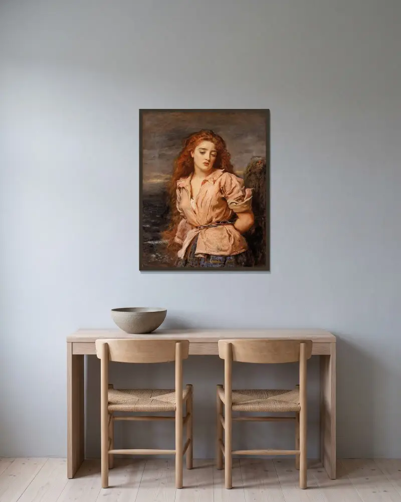 The Martyr of the Solway av Sir John Everett Millais inramad på en vägg