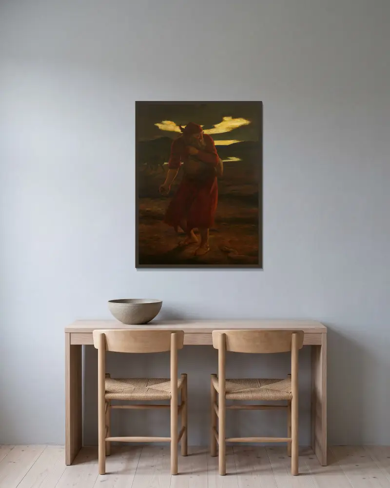 The Parable of the Tares av Sir John Everett Millais inramad på en vägg