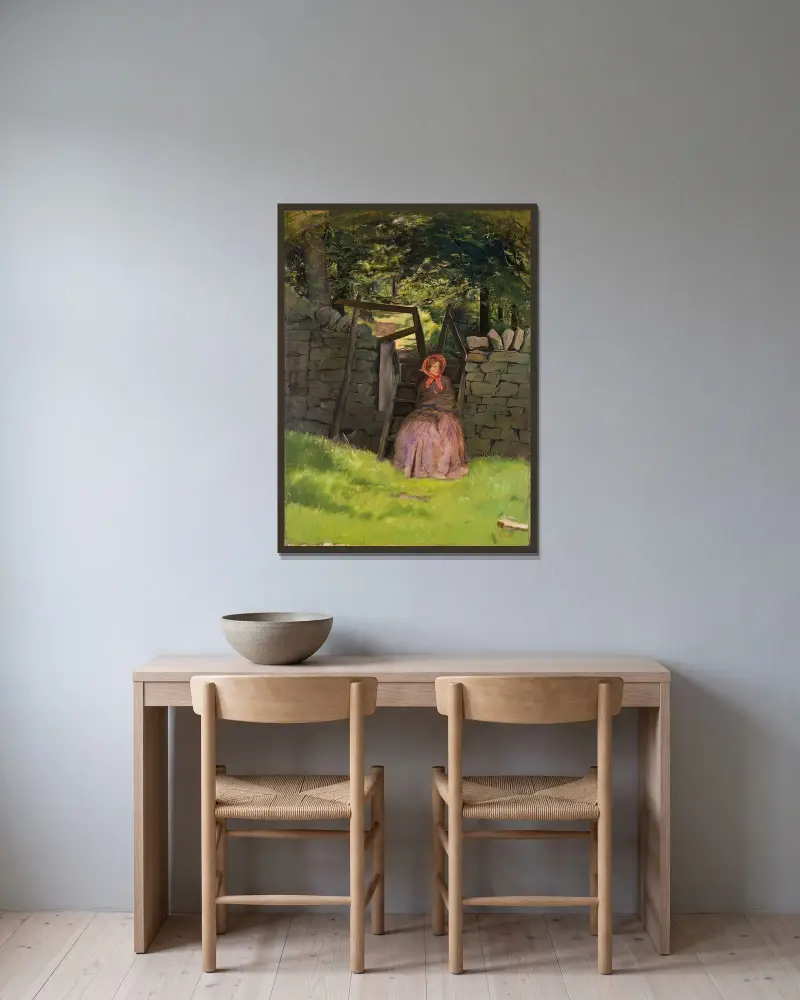 Warten von Sir John Everett Millais gerahmt an einer Wand