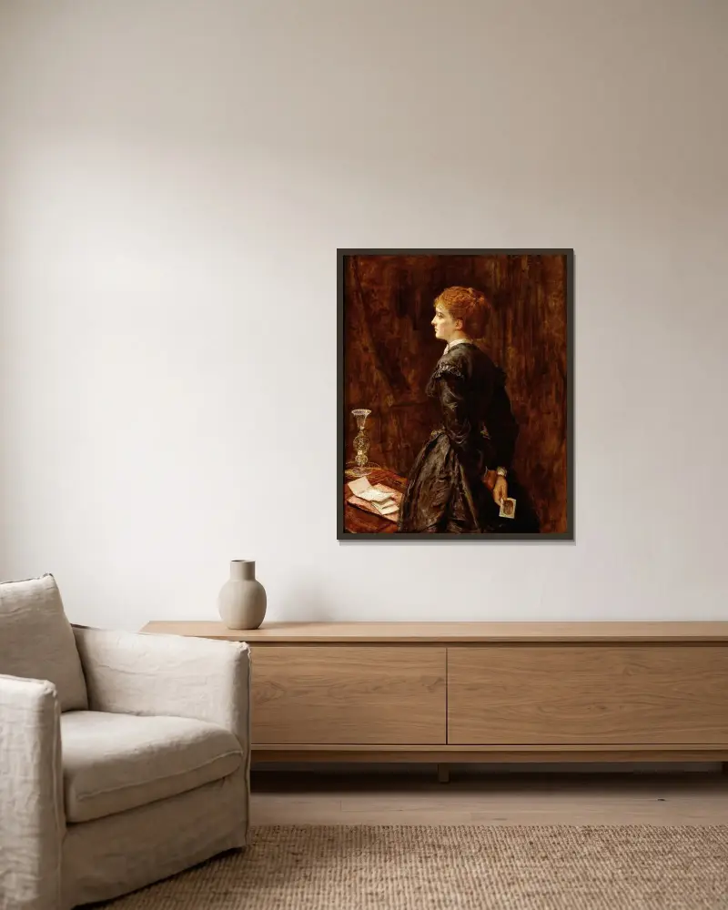 Ja oder Nein? von Sir John Everett Millais gerahmt an einer Wand