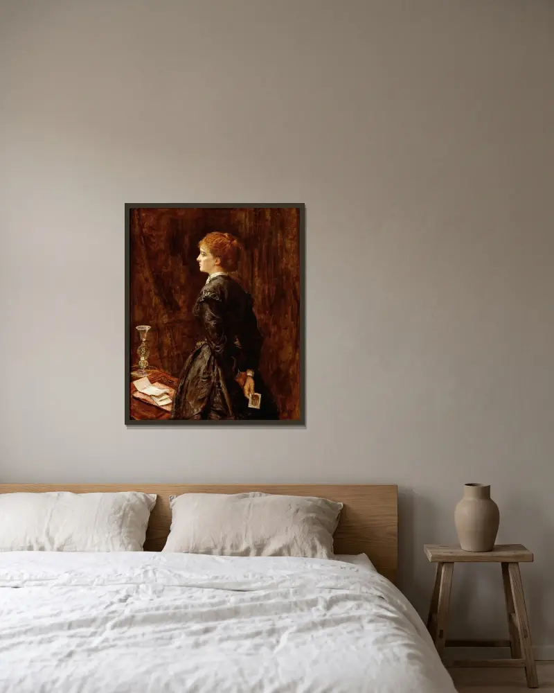 Ja oder Nein? von Sir John Everett Millais gerahmt an einer Wand