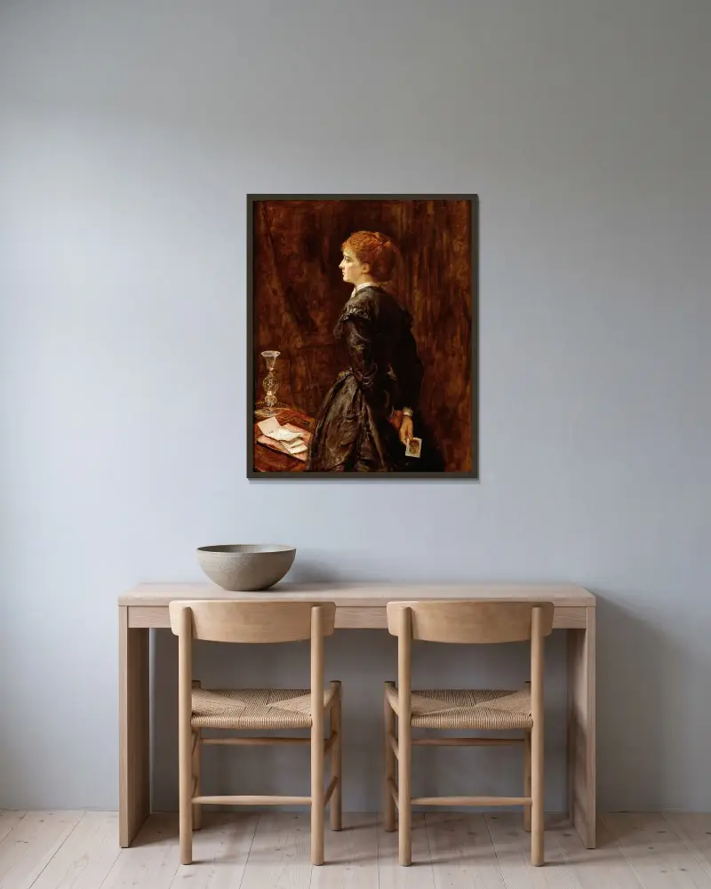 Ja oder Nein? von Sir John Everett Millais gerahmt an einer Wand