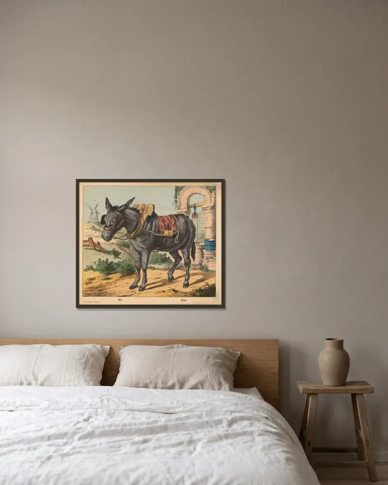 Donkey av J.F. Schreiber inramad på en vägg