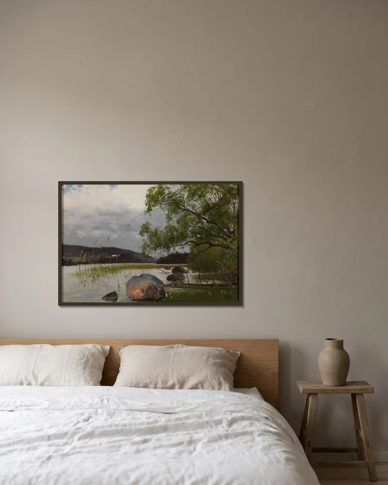 Shore landscape av Fanny Churberg inramad på en vägg