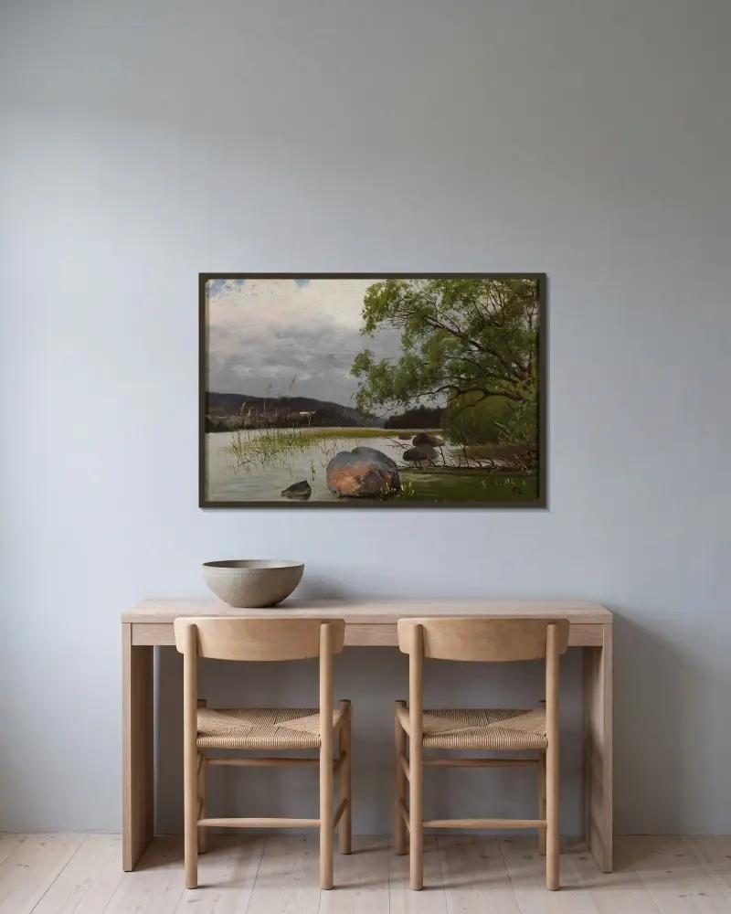 Shore landscape av Fanny Churberg inramad på en vägg
