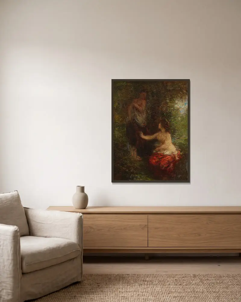 Zwei Badende von Henri Fantin-Latour gerahmt an einer Wand