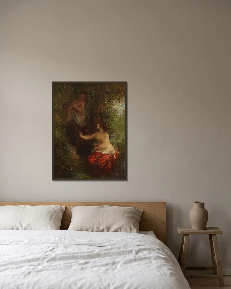 Zwei Badende von Henri Fantin-Latour gerahmt an einer Wand