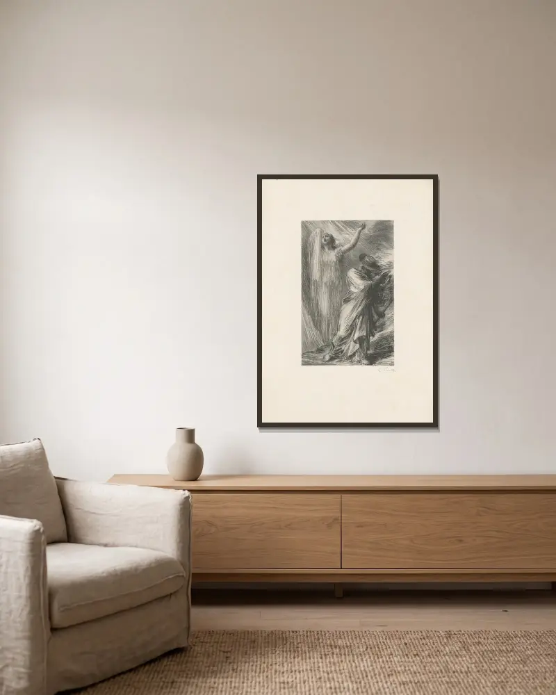 Siegfried. Dritter Aufzug. Erdas Erweckung von Henri Fantin-Latour gerahmt an einer Wand