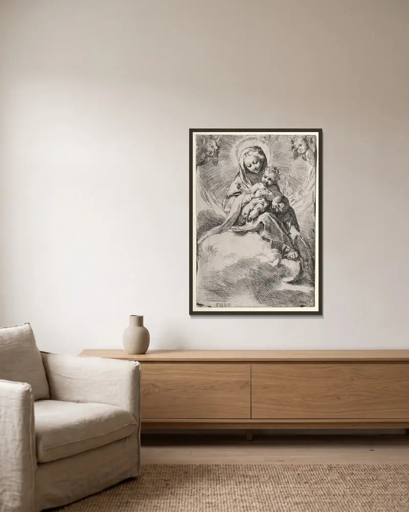 Madona v oblacích, Federico Barocci v rámu na stěně