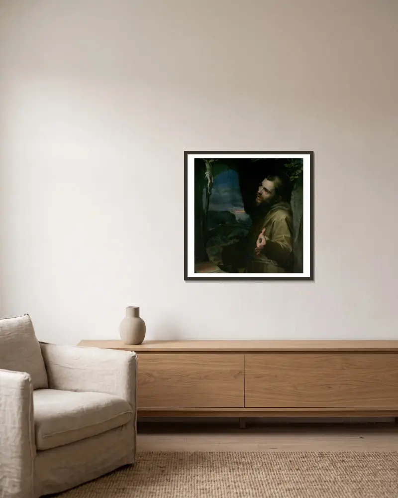 Hl. Franziskus von Federico Barocci gerahmt an einer Wand