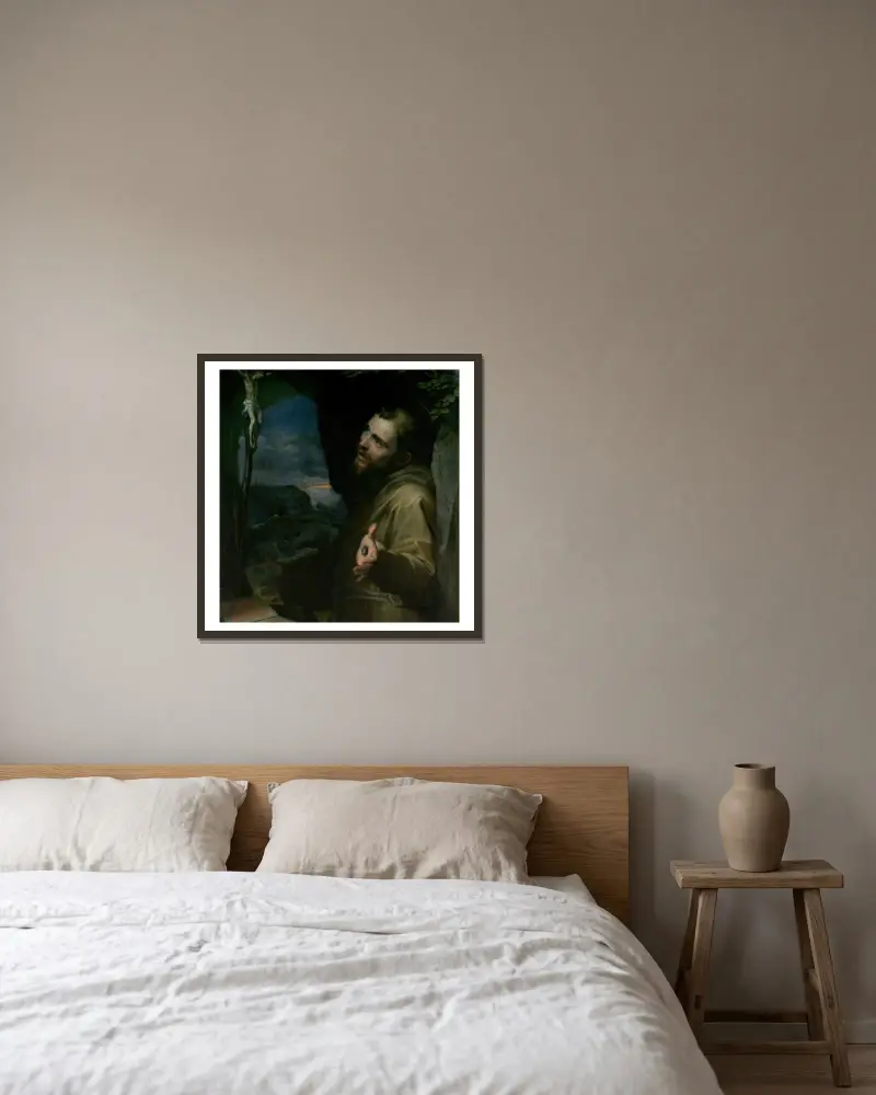 Hl. Franziskus von Federico Barocci gerahmt an einer Wand