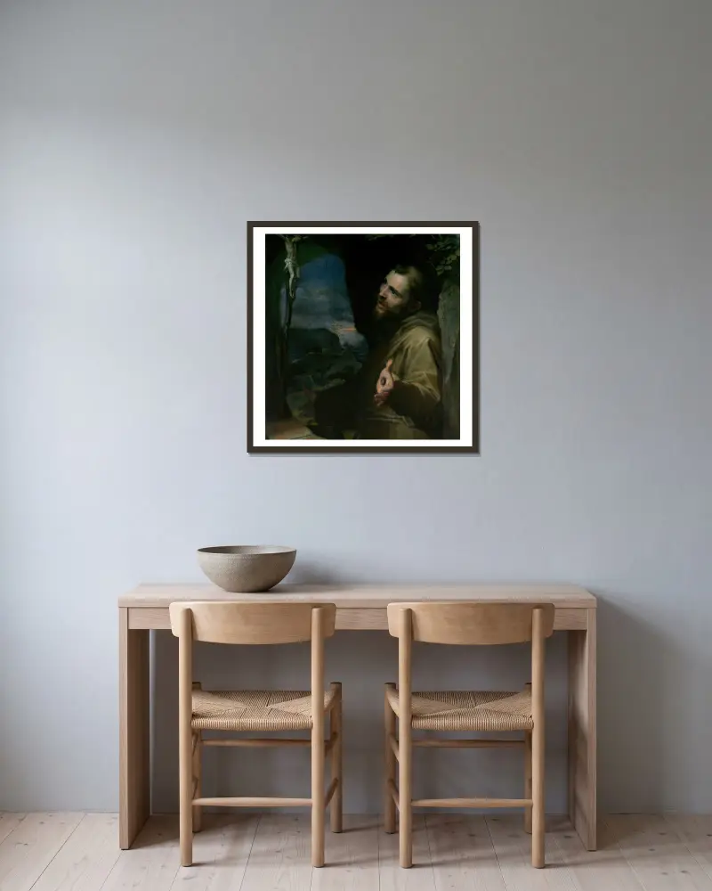 Hl. Franziskus von Federico Barocci gerahmt an einer Wand