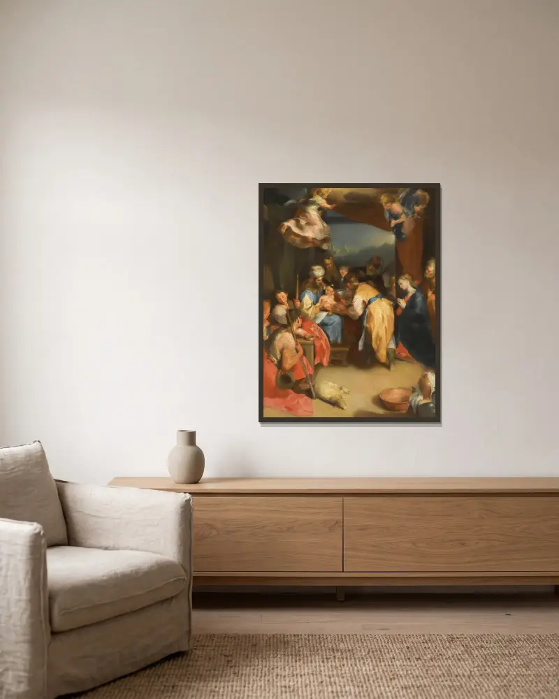 The Circumcision Of Christ av Federico Barocci inramad på en vägg