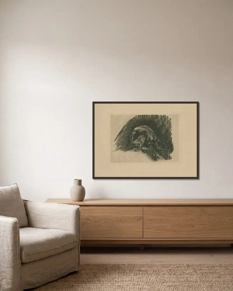 Geweld of Satyriasis av Félicien Rops inramad på en vägg
