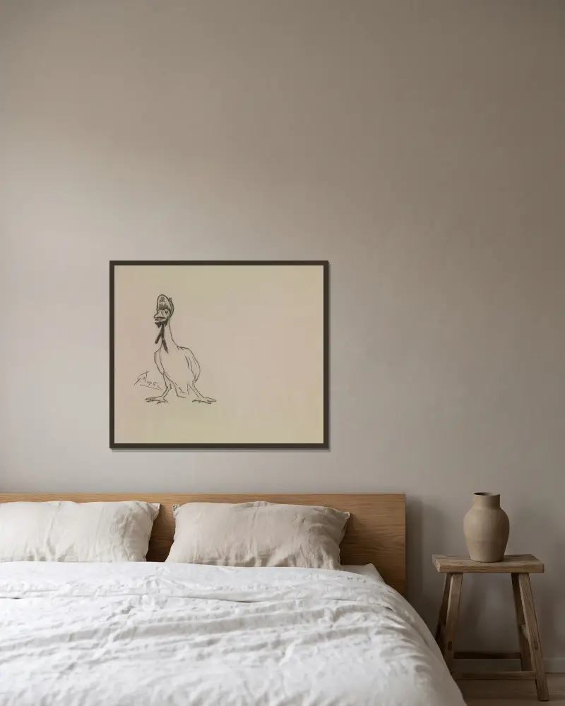 Gås av Félicien Rops inramad på en vägg
