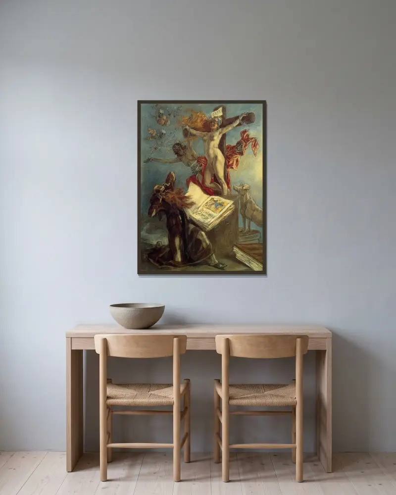 S:t Antonius frestelse av Félicien Rops inramad på en vägg