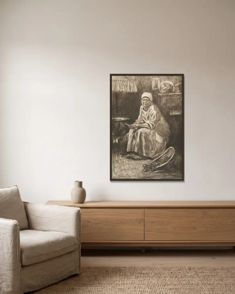 La Vieille Kate av Félicien Rops inramad på en vägg
