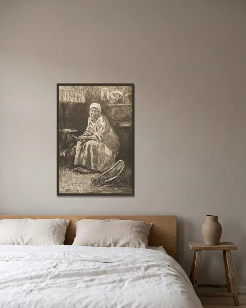La Vieille Kate av Félicien Rops inramad på en vägg