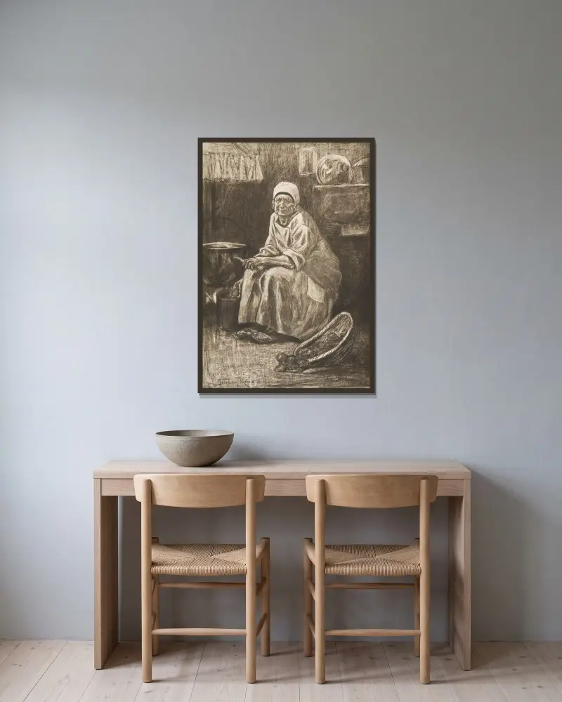 La Vieille Kate av Félicien Rops inramad på en vägg