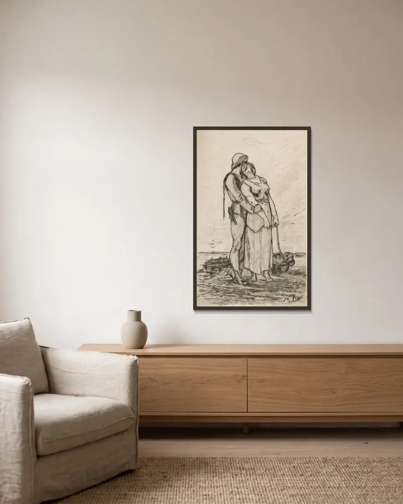 Le Bout du sillon av Félicien Rops inramad på en vägg