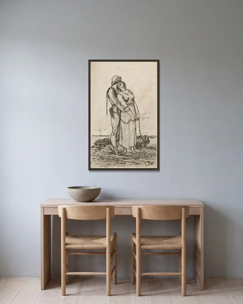 Le Bout du sillon av Félicien Rops inramad på en vägg