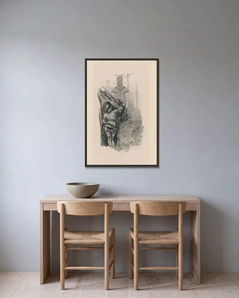 Le retour de Sodome av Félicien Rops inramad på en vägg