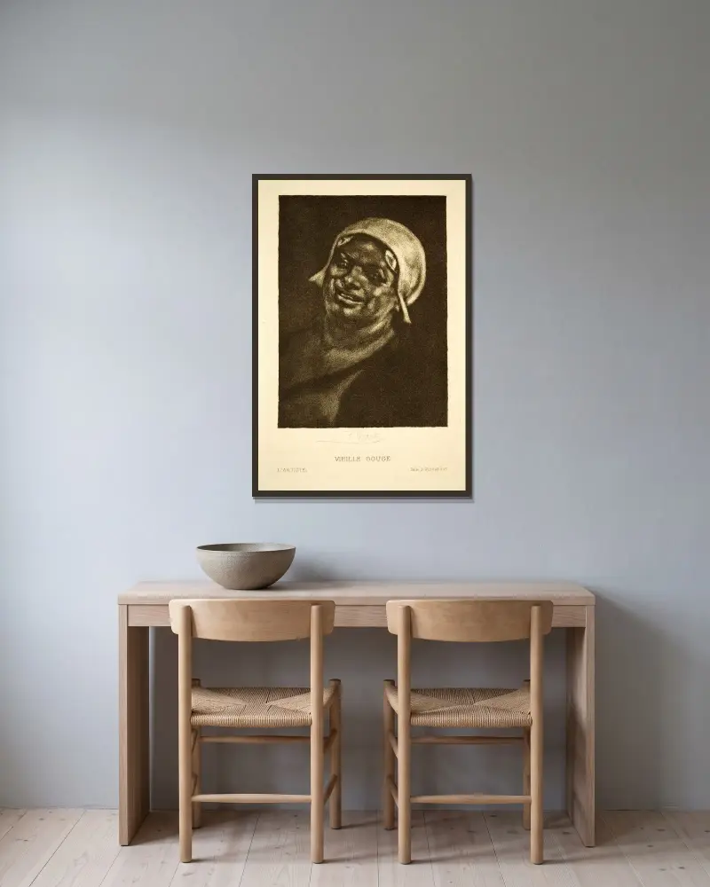 Old Madam av Félicien Rops inramad på en vägg