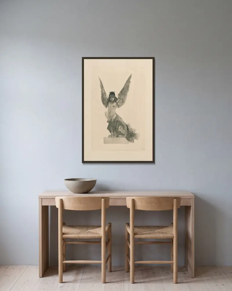 Parallellisme av Félicien Rops inramad på en vägg