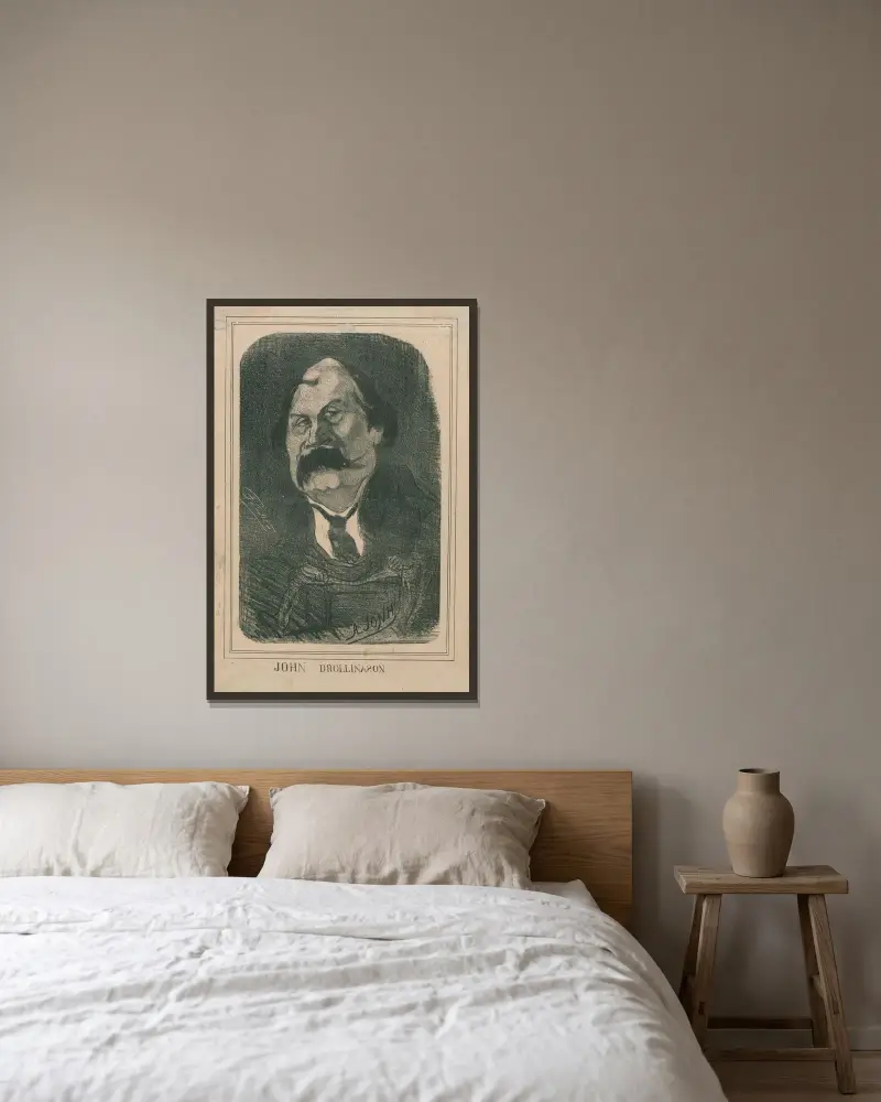 Porträtt av John Drollinason av Félicien Rops inramad på en vägg