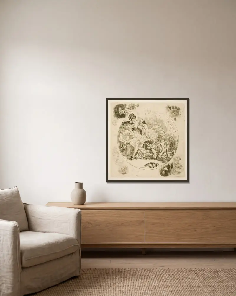 The Big Oriental Issue av Félicien Rops inramad på en vägg
