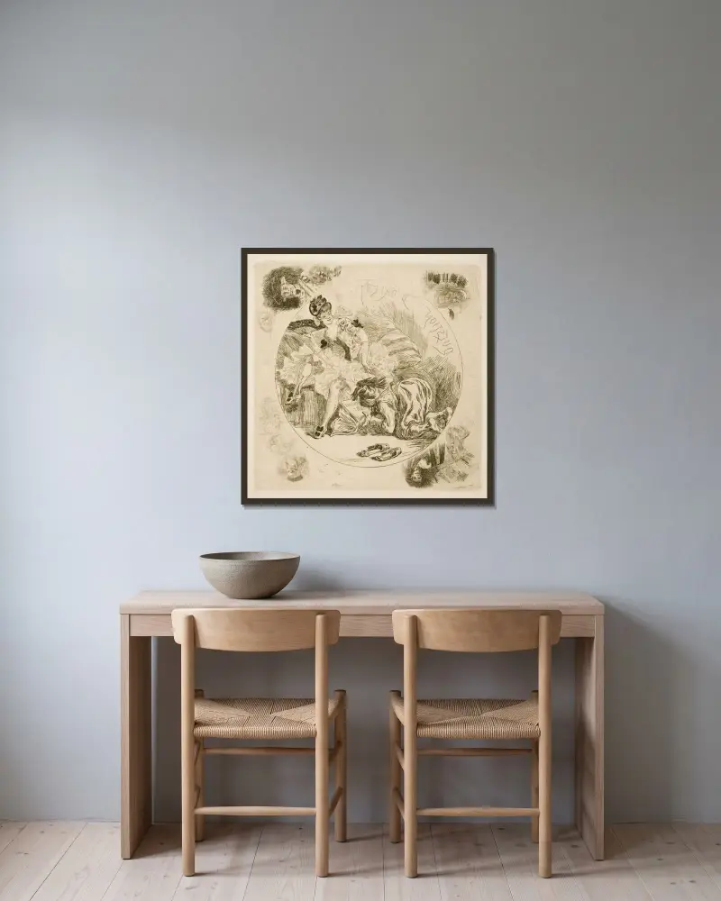 The Big Oriental Issue av Félicien Rops inramad på en vägg