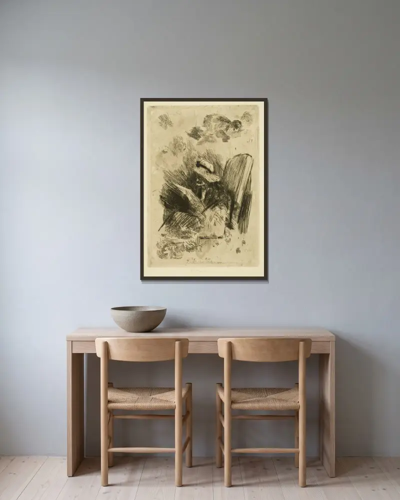 The Daily av Félicien Rops inramad på en vägg
