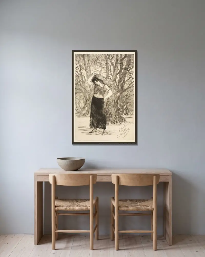 Olivlund av Félicien Rops inramad på en vägg