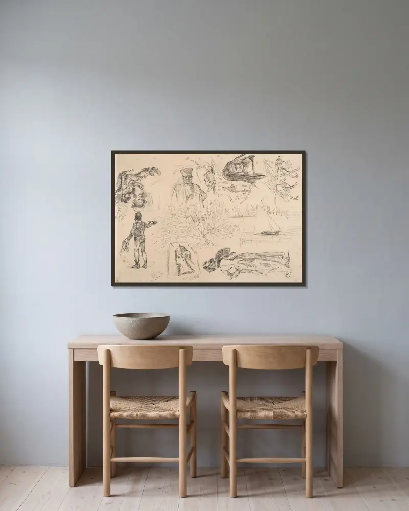 En kväll i Anseremme av Félicien Rops inramad på en vägg