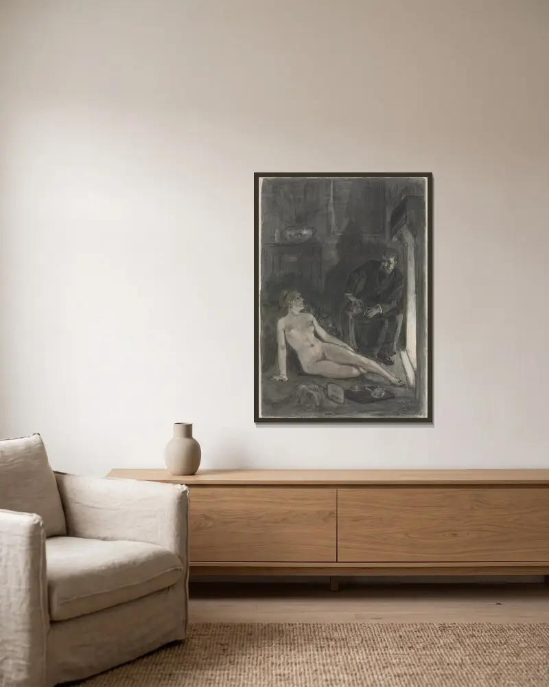 Zimní večer, Félicien Rops v rámu na stěně