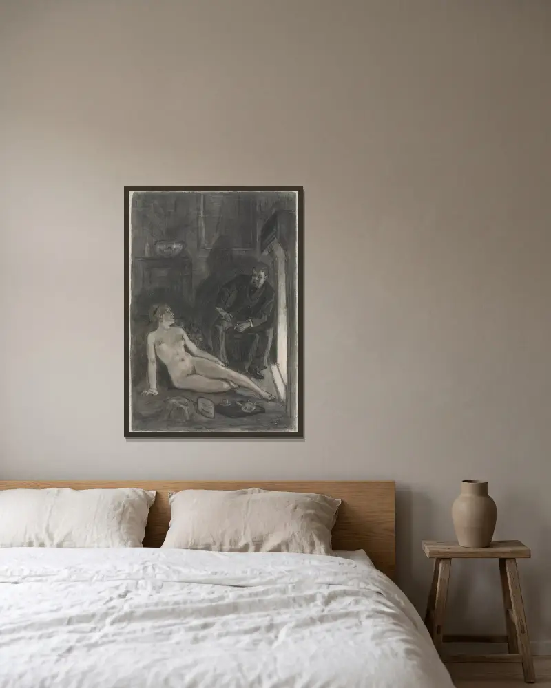 Zimní večer, Félicien Rops v rámu na stěně