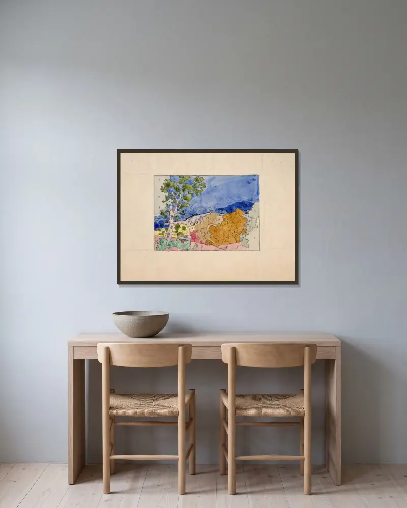 Enamel study with colour numbering av Félix Bracquemond inramad på en vägg